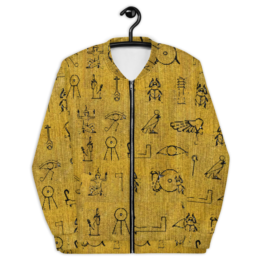Hieroglyph Yellow (Unisex) Bomber Jacket